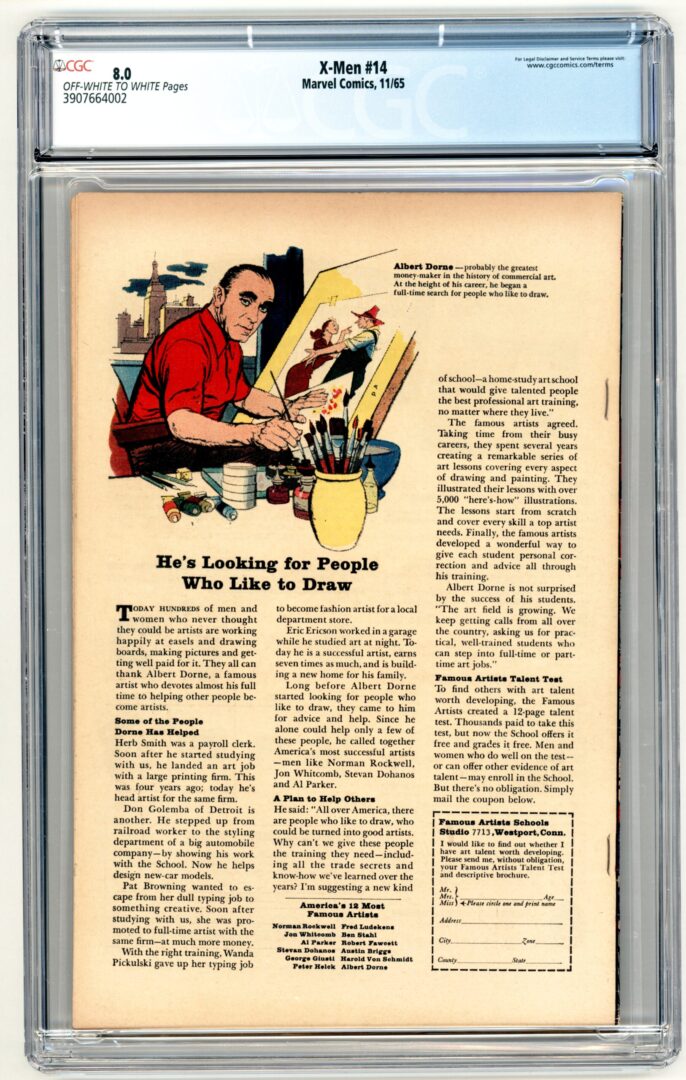 X-Men #14  CGC 8.0  1st appearance of the Sentinels