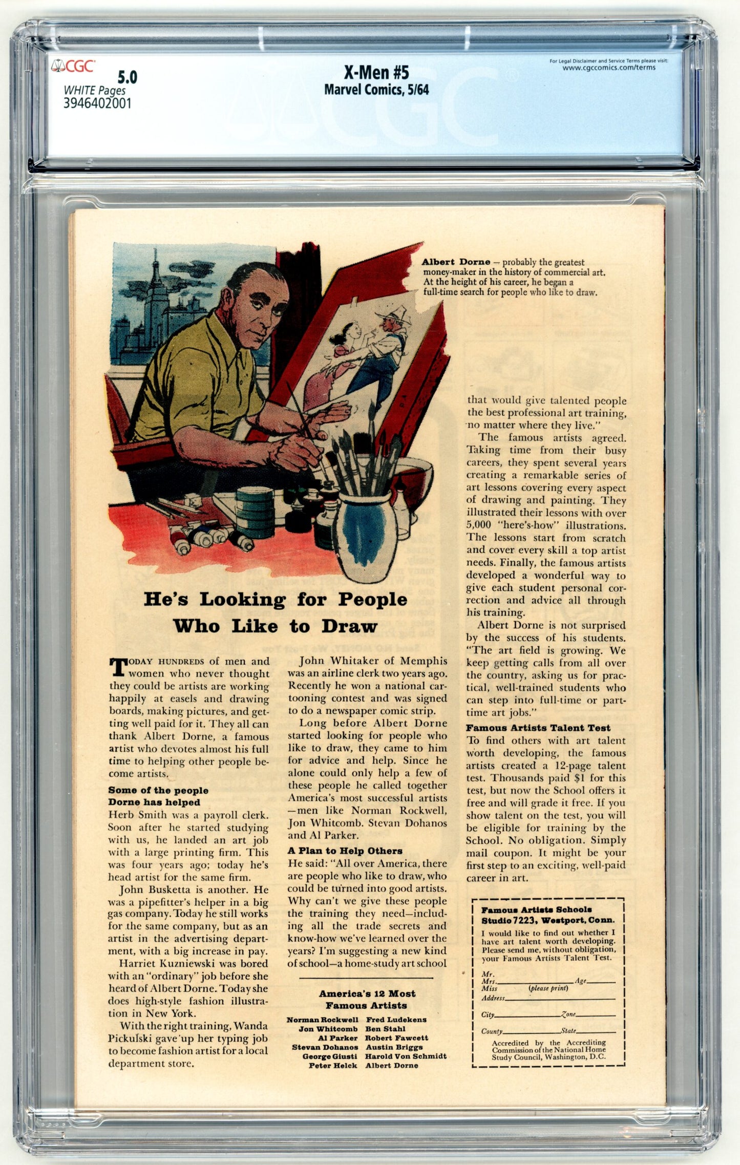 X-Men #5  CGC 5.0  2nd appearance of Scarlet Witch & Quicksilver