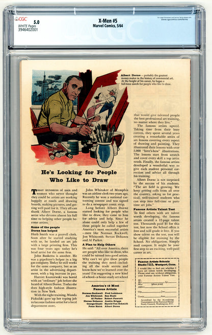X-Men #5  CGC 5.0  2nd appearance of Scarlet Witch & Quicksilver