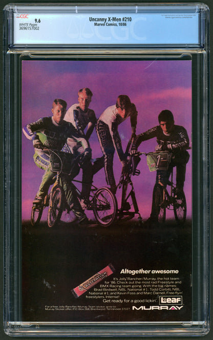 Uncanny X-Men #210  CGC 9.6  1st cameo team App. of The Marauders