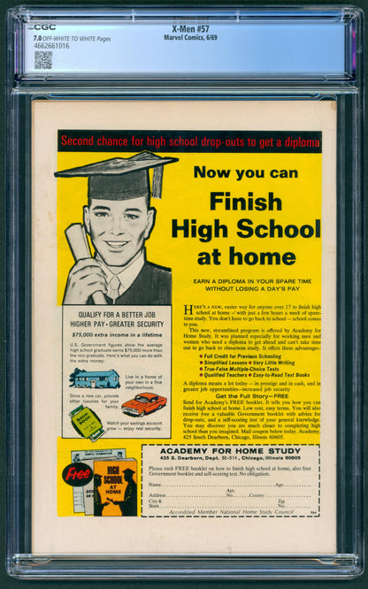 X-Men #57  CGC 7.0 1st App. of Larry  Trask