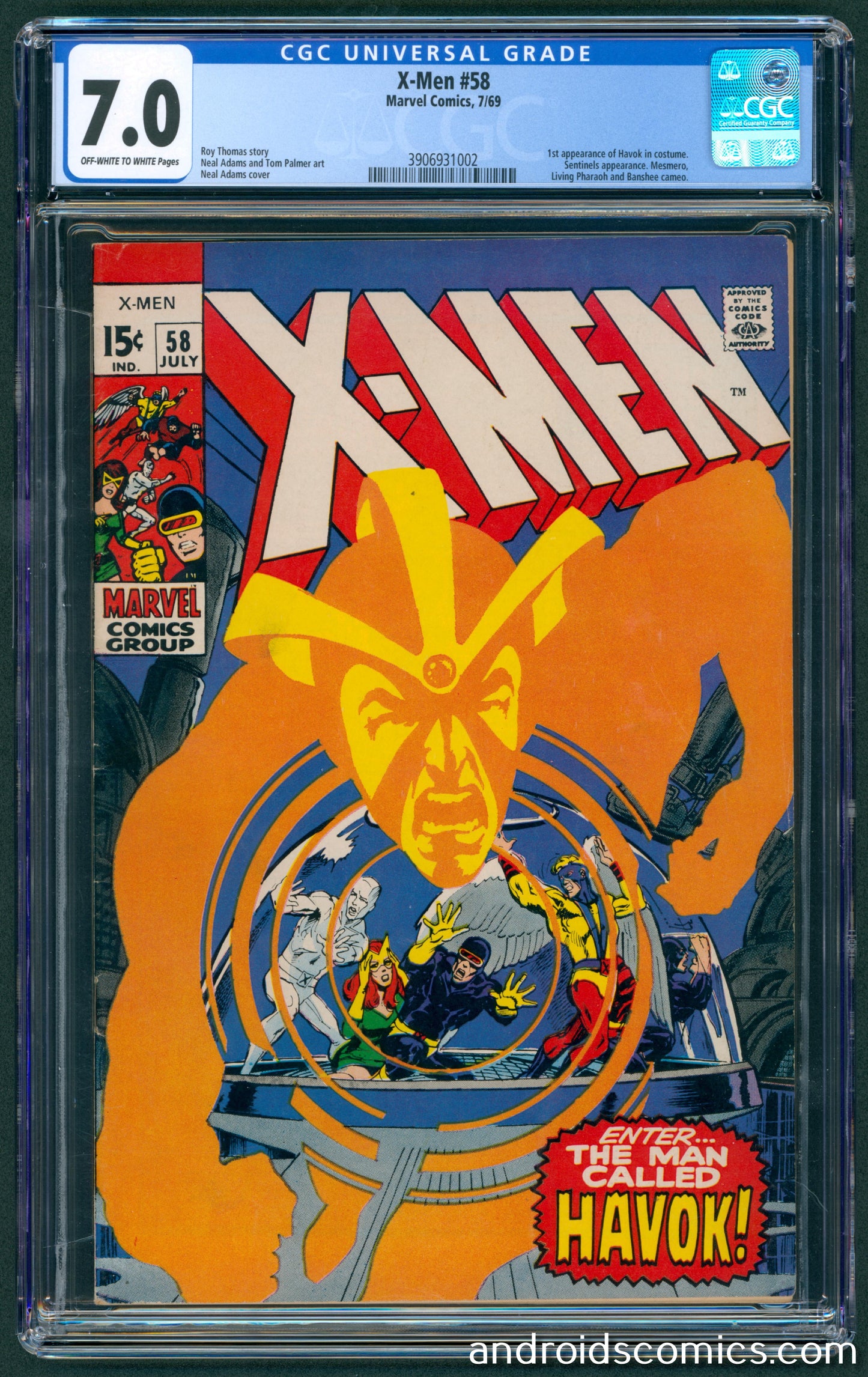 X-Men #58  CGC 7.0  1st App. of Havok in costume