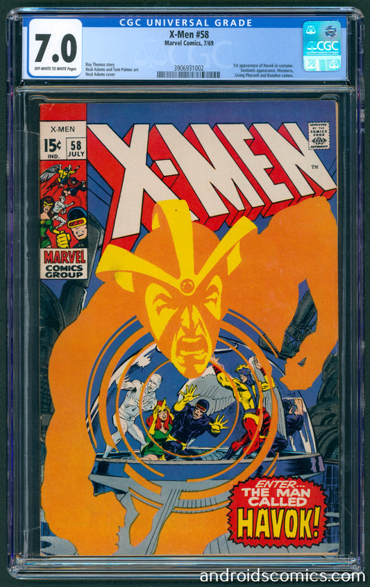 X-Men #58  CGC 7.0  1st App. of Havok in costume