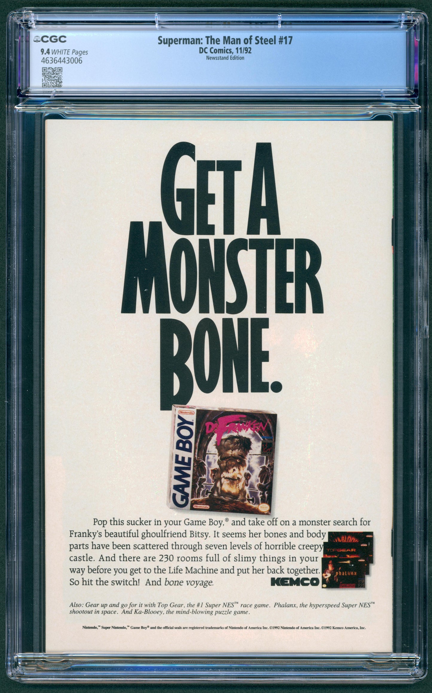 Superman The Man of Steel #17 CGC 9.4 Newsstand