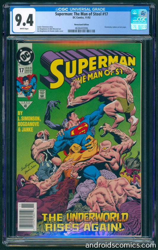 Superman The Man of Steel #17 CGC 9.4 Newsstand