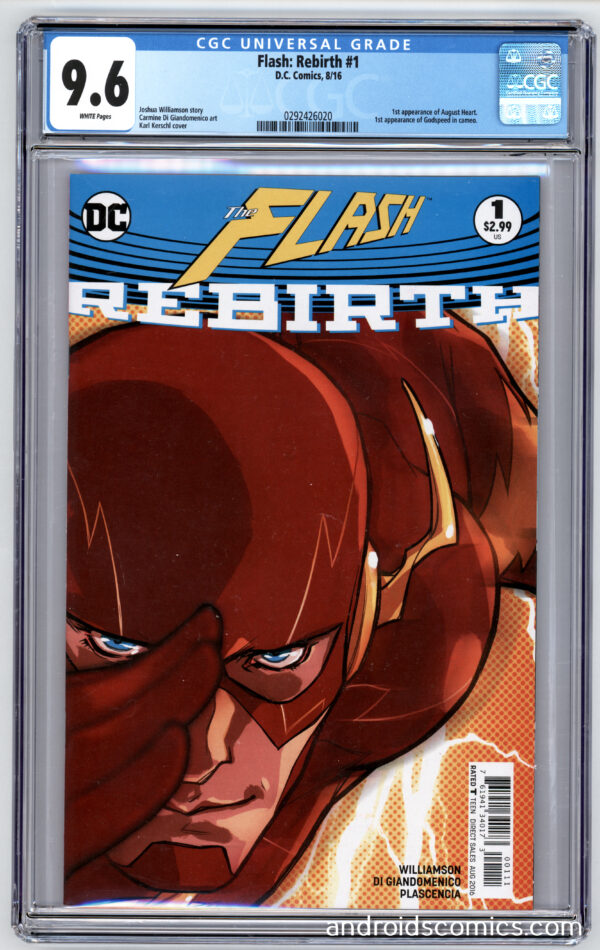 The Flash Rebirth #1, CGC 9.6 graded comic.