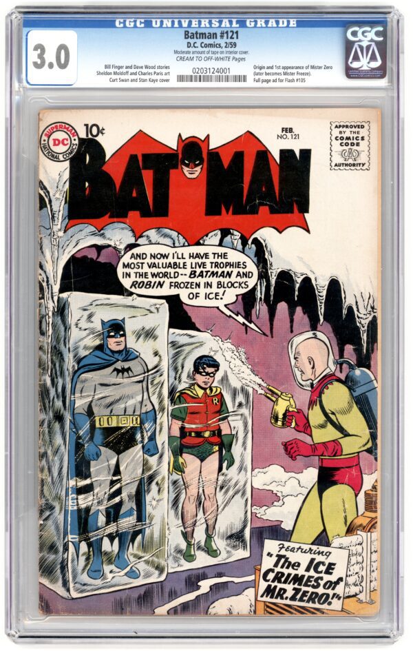 Batman #121: Mr. Zero freezes Batman & Robin.