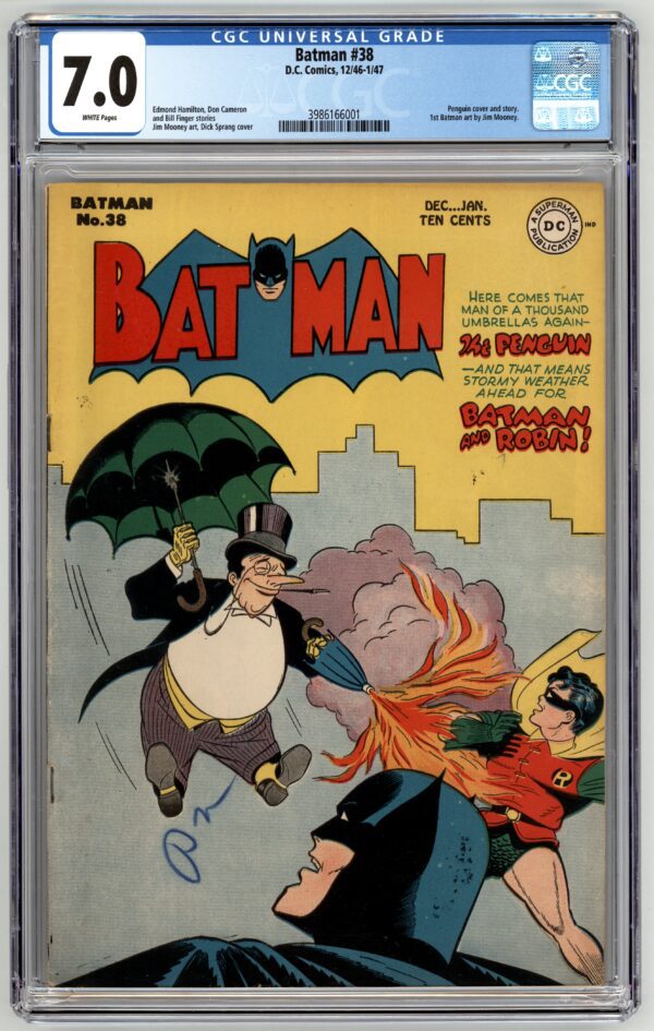 Batman #38: Penguin battles Batman & Robin.