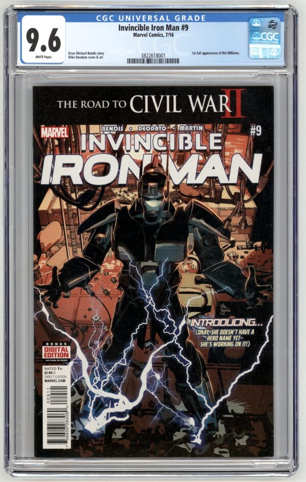 Invincible Iron Man #9 comic book, 9.6 grade.