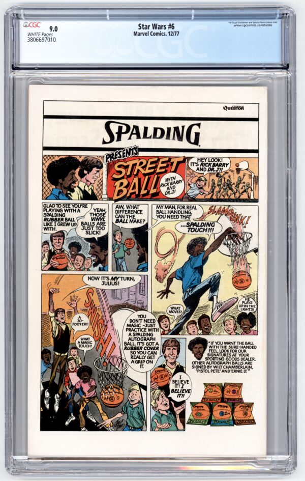 Star Wars #6 comic book, Spalding ad.
