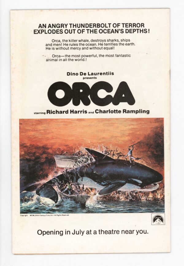 Orca: killer whale movie poster.