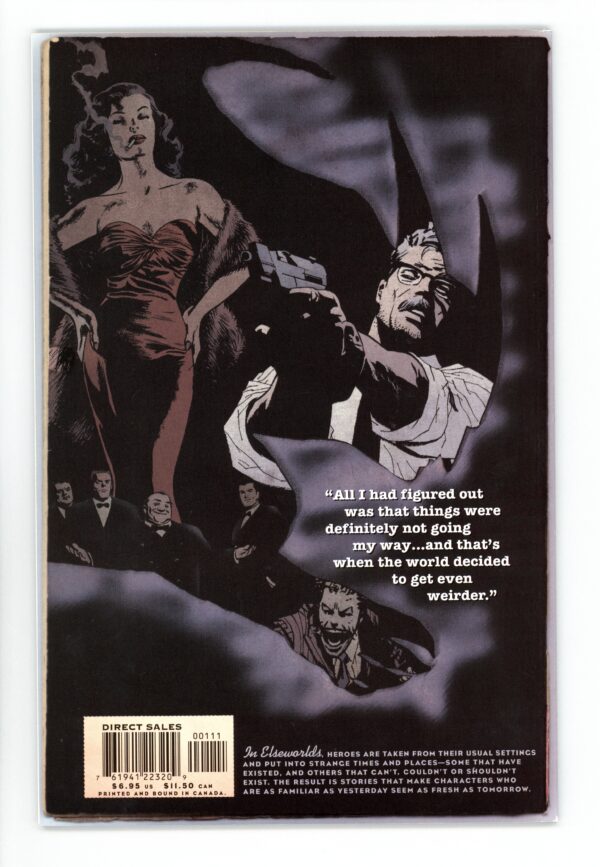Elseworlds comic book cover, dark, mysterious.
