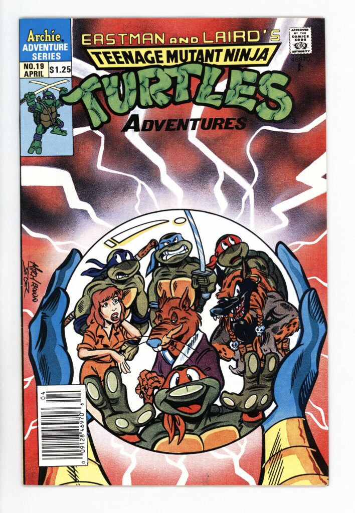 TMNT Adventures comic book #19 cover.