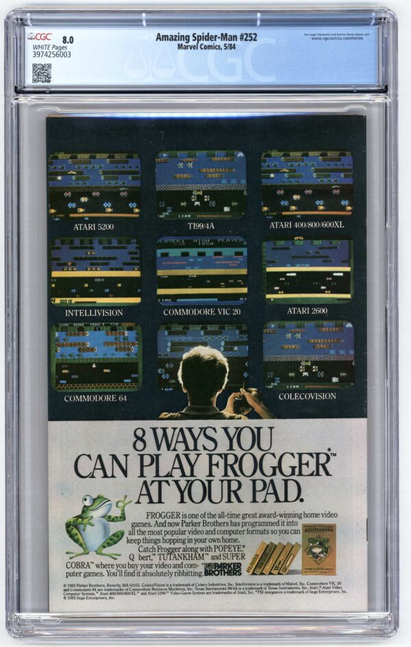 Amazing Spider-Man #252, Frogger ad.