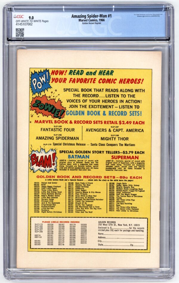 Amazing Spider-Man #1 Golden Record book & record set.