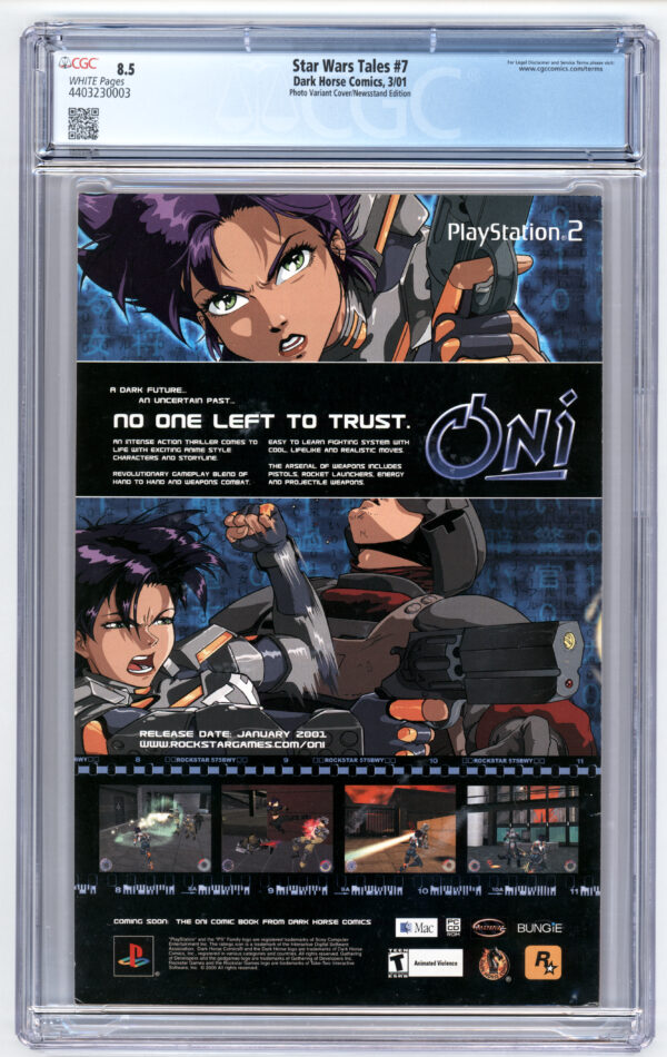 Oni comic, PlayStation 2 game ad.