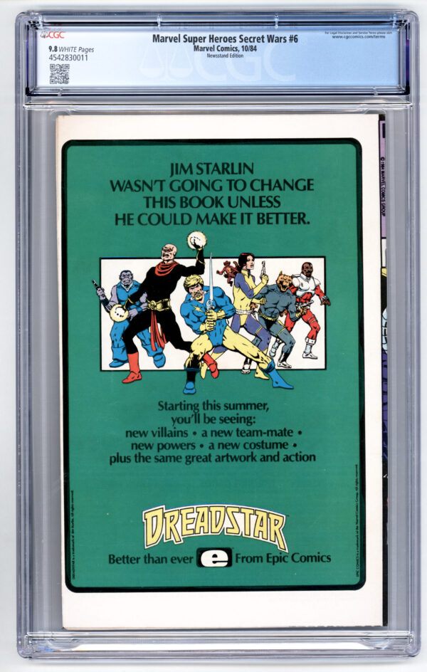 Marvel Super Heroes Secret Wars #6 <br> CGC 9.8 <br> Newsstand - Image 2
