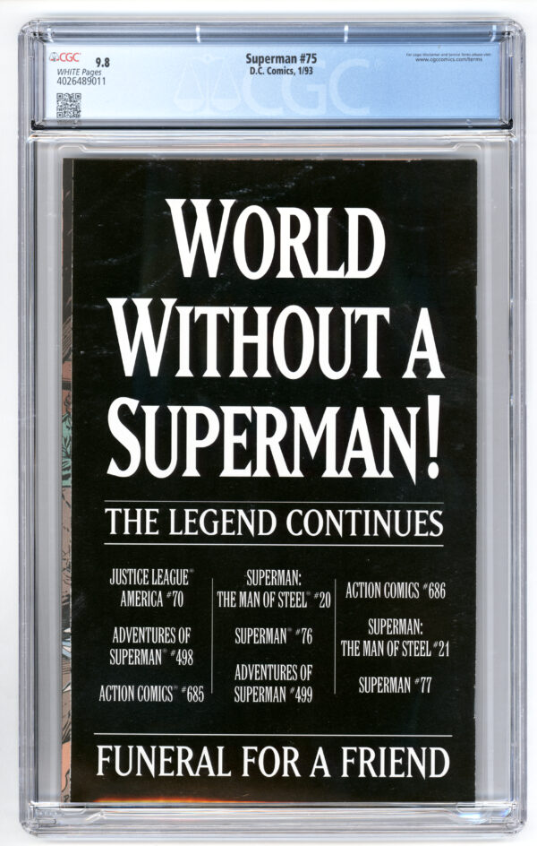 Superman #75 <br> CGC 9.8 <br> Newsstand - Image 2