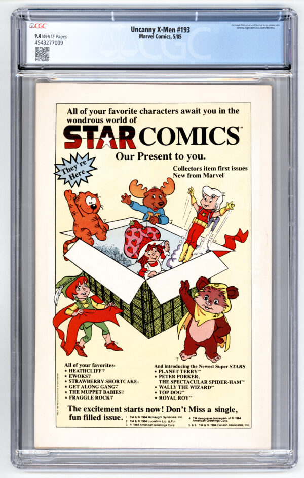 Uncanny X-Men #193 <br> CGC 9.4 <br> 1st Warpath in costume - Image 2